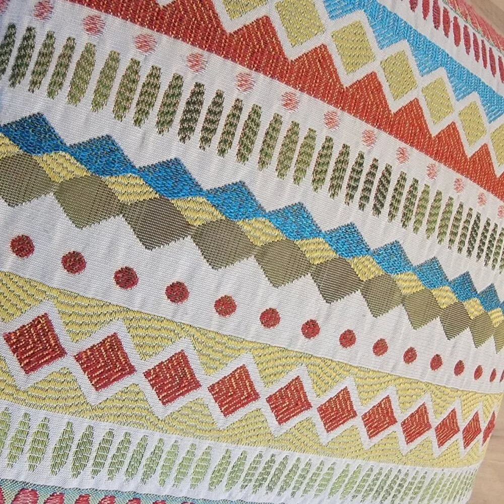 Pier 1 One Imports Square Throw‎ Pillow 19x19 Red Yellow Striped Zip Closure